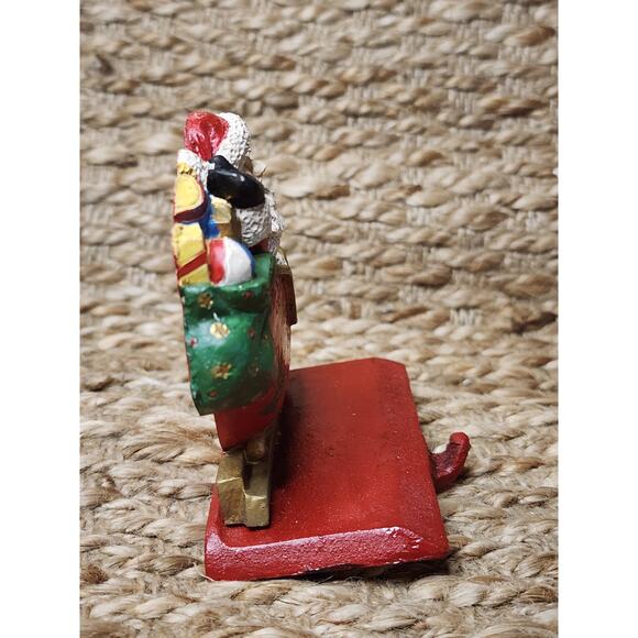 Vtg. Windsor Collection Christmas Stocking Holder Hanger Cast Iron Santa Sleigh - Picture 4 of 11